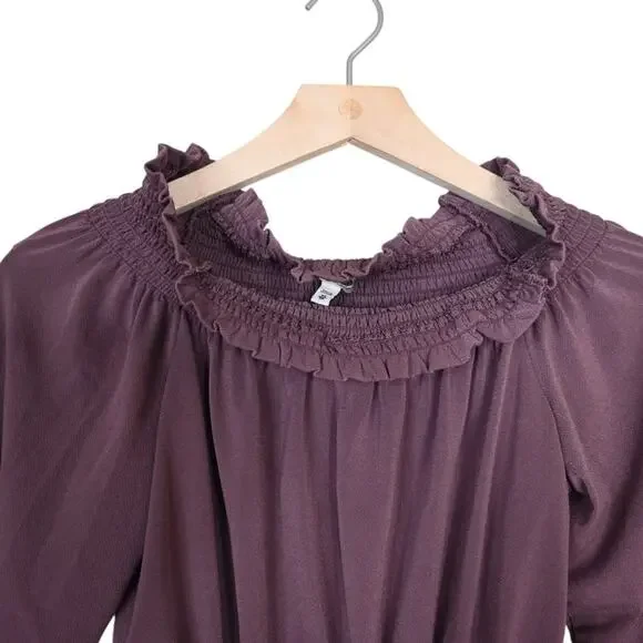 Express One Eleven Women's XS Dark Purple Peasant Top - Picture 3 of 9